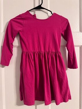 Primary Hot Pink Long-Sleeve Cotton Fit-and-Flare Dress